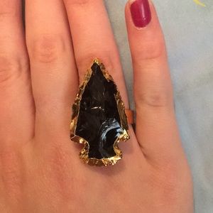 Onyx arrowhead statement ring